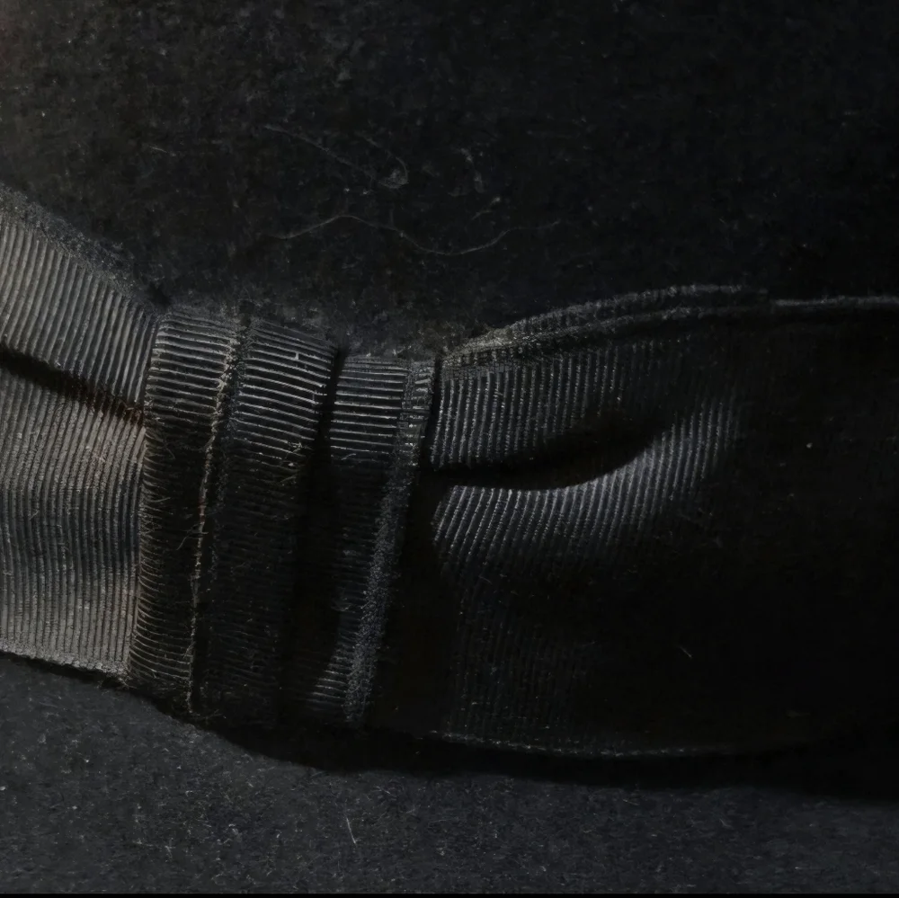 ​Vtg STETSON SOVEREIGN Fedora Black Fur Felt Hat 7 3/8 John Helmer Portland OR - Picture 3 of 6